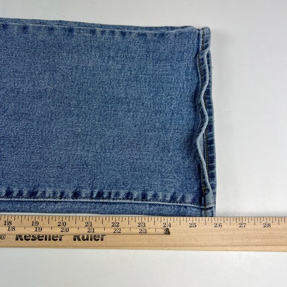 Levi's Jean Women 32 High Waisted Crop Flare Nip At the Bud Blue Stretch Denim - Picture 12 of 16